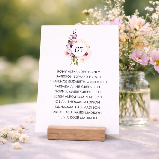 Floral Wedding Seating Chart Table Sign 招待状
