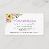 Floral Wedding Sunflower Daisy Accommodations エンクロージャーカード (正面)