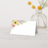 Floral Wedding Sunflower Daisy Wildflower Escort プレイスカード (正面)