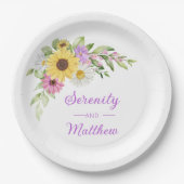 Floral Wedding Sunflower Daisy Wildflower Garden  ペーパープレート (正面)