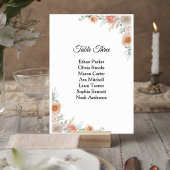 Floral Wedding Table Number Card with Guest List テーブルナンバー