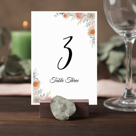 Floral Wedding Table Number Card with Guest List テーブルナンバー