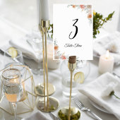 Floral Wedding Table Number Card with Guest List テーブルナンバー