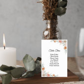 Floral Wedding Table Number Card with Guest List テーブルナンバー