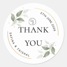 Floral Wedding Thank You Gift Round Sticker ラウンドシール