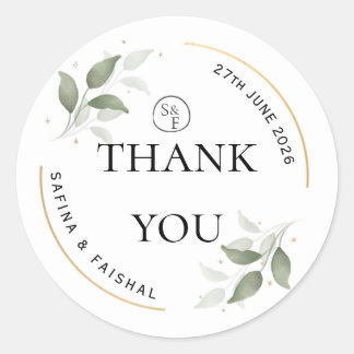 Floral Wedding Thank You Gift Round Sticker ラウンドシール