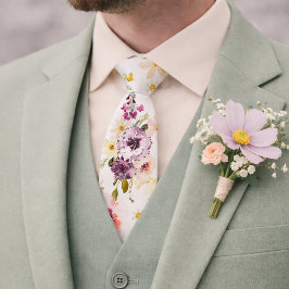 Floral Wedding Tie – Watercolor Spring Necktie ネクタイ