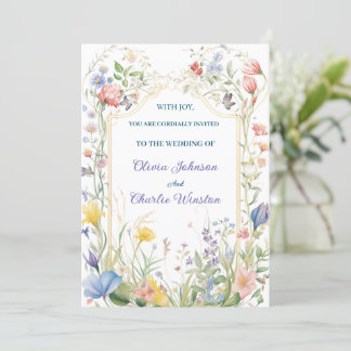 Floral Wedding Watercolor Botanical Spring Garden 招待状
