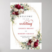 Floral Wedding Welcome Poster Rustic Elegant ポスター (正面)