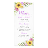 Floral Wedding Wildflower Sunflower Daisy Menu ラックカード (正面)