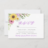 Floral Wedding Wildflower Sunflower Daisy RSVP (正面)
