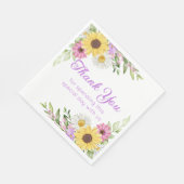 Floral Wedding Wildflower Sunflower Daisy Thanks スタンダードランチョンナプキン (角)