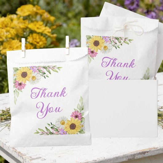 Floral Wedding Wildflower Sunflower Daisy Thanks フェイバーバッグ
