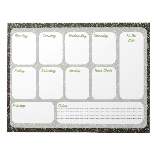 Floral Weekly Planner Notepad | Organize Your Week ノートパッド (正面)