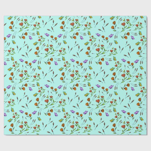 Floral Whimsical Gift Wrapping Paper ラッピングペーパー (フラット)