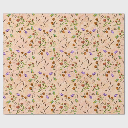 Floral Whimsical Gift Wrapping Paper ラッピングペーパー (フラット)