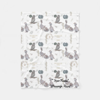 Floral, Whimsical, Nursery watercolor stories フリースブランケット