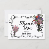 Floral Whimsical Thank You Flat Card (正面)
