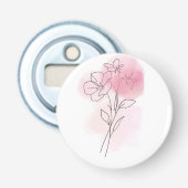 Floral Whisper – Minimalist Line Art Button 栓抜き (正面)