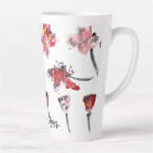 Floral Whispers -Abstract Acrylic Hibiscus & Rose カフェラテマグ (右)