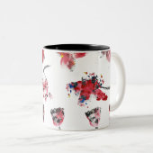 Floral Whispers -Abstract Acrylic Hibiscus & Rose ツートーンマグカップ (正面右)