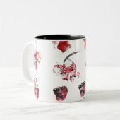 Floral Whispers -Abstract Acrylic Hibiscus & Rose ツートーンマグカップ (正面左)