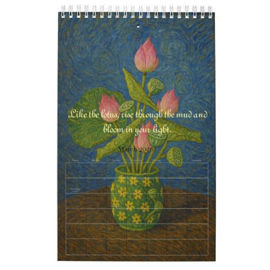 Floral Whispers of 2026 カレンダー (3月 2026)