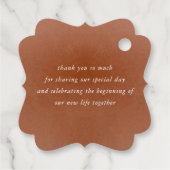 Floral White and Terracotta Fall Wedding Thank You フェイバータグ (裏面)