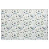 Floral White Anemone Thistle Botanical ファブリック (ファットクウォーター)