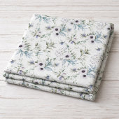 Floral White Anemone Thistle Botanical ファブリック