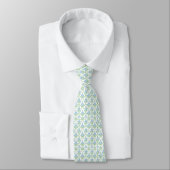 Floral white blue green neck tie ネクタイ (タイ)