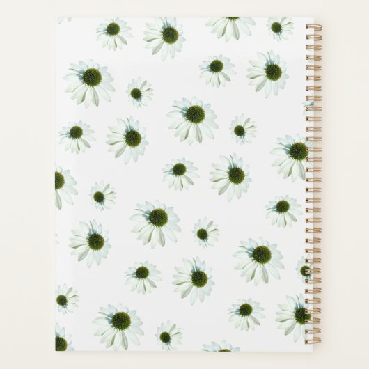 Floral White Cream Echinacea Pattern 2026 プランナー手帳 (裏面)