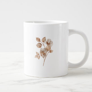 Floral White Mug | Aesthetic Flower Coffee Cup ジャンボコーヒーマグカップ
