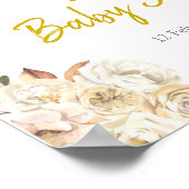 Floral White Pumpkin Baby Shower Welcome Poster ポスター (角)