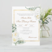 Floral White Spanish Wedding Invitation 招待状 (スタンド正面)