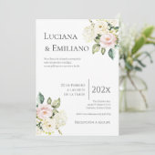Floral White Wedding Invitation 招待状 (スタンド正面)