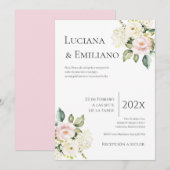 Floral White Wedding Invitation 招待状 (正面/裏面)