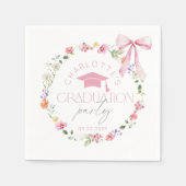Floral Widflower Pink Bow Graduation party スタンダードカクテルナプキン (正面)