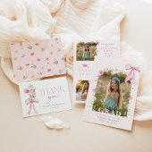 Floral Widflower Pink Bow Graduation party スタンダードカクテルナプキン