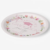 Floral Widflower Pink Bow Graduation party ペーパープレート (アングル)
