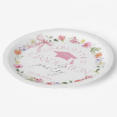 Floral Widflower Pink Bow Graduation party ペーパープレート (アングル)