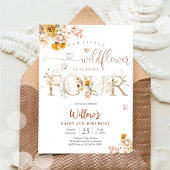 Floral Wildflower 4th Birthday Invitation 招待状