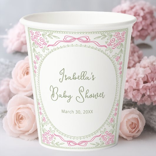Floral Wildflower Girl Baby Shower 紙コップ
