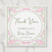 Floral Wildflower Girl Baby Shower Thank you フェイバータグ (正面)