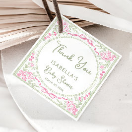 Floral Wildflower Girl Baby Shower Thank you フェイバータグ