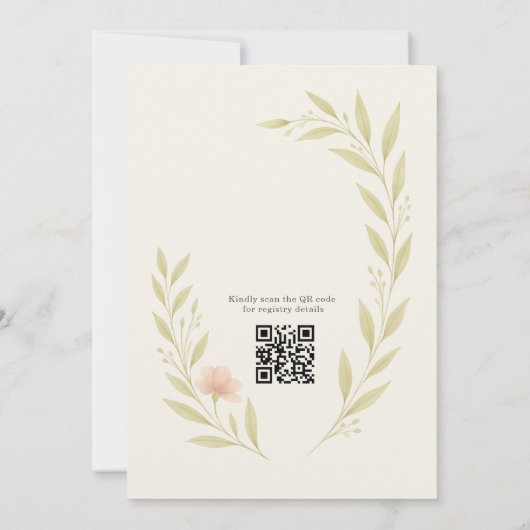 Floral Wildflower QR Code Bridal Shower 招待状 (裏面)