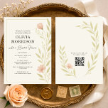 Floral Wildflower QR Code Bridal Shower 招待状<br><div class="desc">Floral wildflower bridal shower invitation featuring a soft botanical design with an integrated QR code. Designed so guests can easily scan to access RSVP details, registry information, or event specifics. Ideal for garden themed bridal showers, spring and summer celebrations, and outdoor pre wedding events. Editable text and QR destination with...</div>
