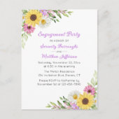 Floral Wildflower Sunflower Daisy Engagement Party インビテーションポストカード (正面)