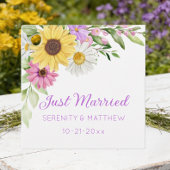 Floral Wildflower Sunflower Daisy Just Married フェイバータグ
