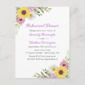 Floral Wildflower Sunflower Daisy Rehearsal Dinner インビテーションポストカード (正面)